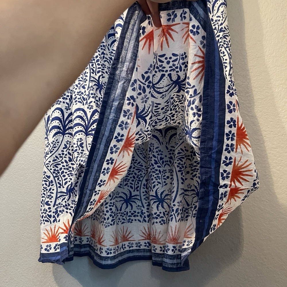 Rachel Zoe Womens Large Tropical Palm Tree Maxi Skirt Linen Blend Boho Summer - Picture 4 of 13
